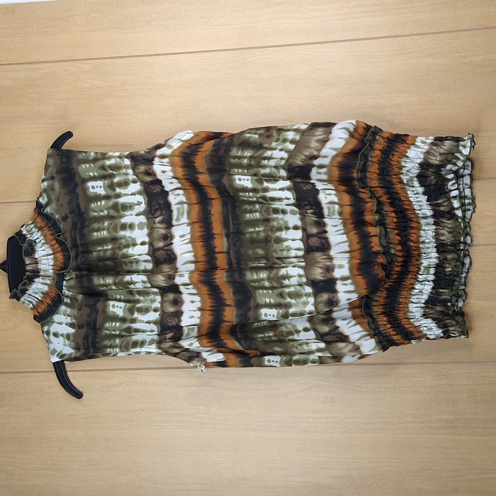 Serenade Green Multi Color Sleeveless Mock Neck Top Size: M